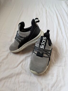 adidas Kids Black and Grey Slip-On Knit Sneakers